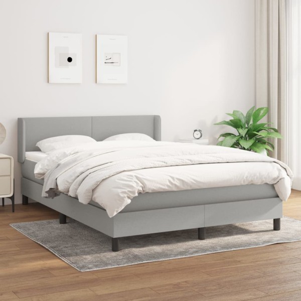 Bed with springs and mattress, gray, 140x200cm, fabric