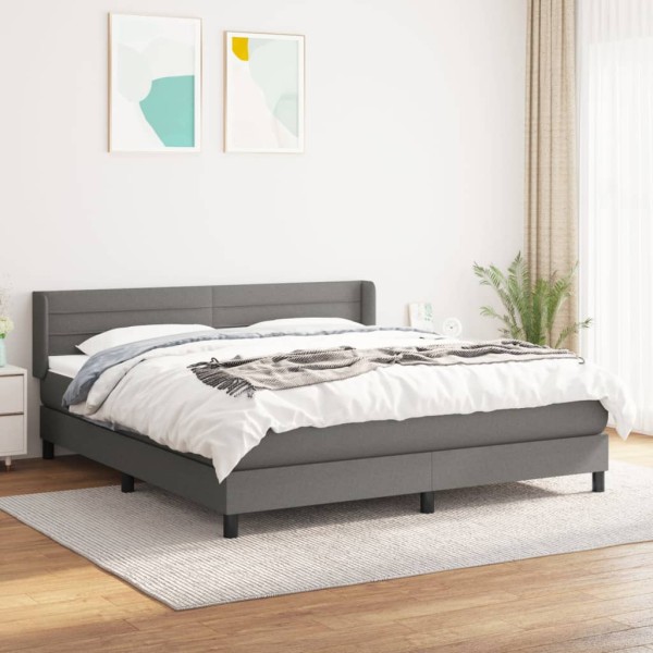 Bed with springs/mattress, dark gray, 180x200cm, fabric