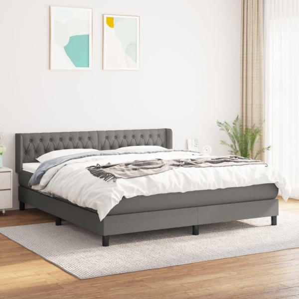 Bed with springs/mattress, dark gray, 180x200cm, fabric