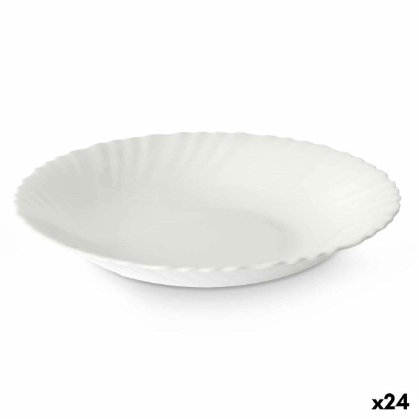 Deep Plate Vivalto LSP-85 White Opaline glass 21,5 x 3 x 21,5 cm (24 Units)