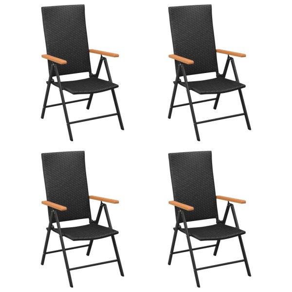 Garden chairs, 4 pcs., black, polyrattan