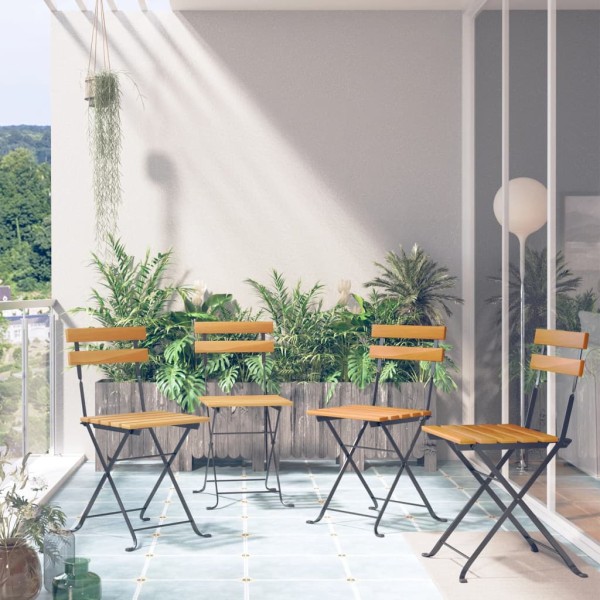 Folding bistro chairs, 4 pcs., solid acacia wood