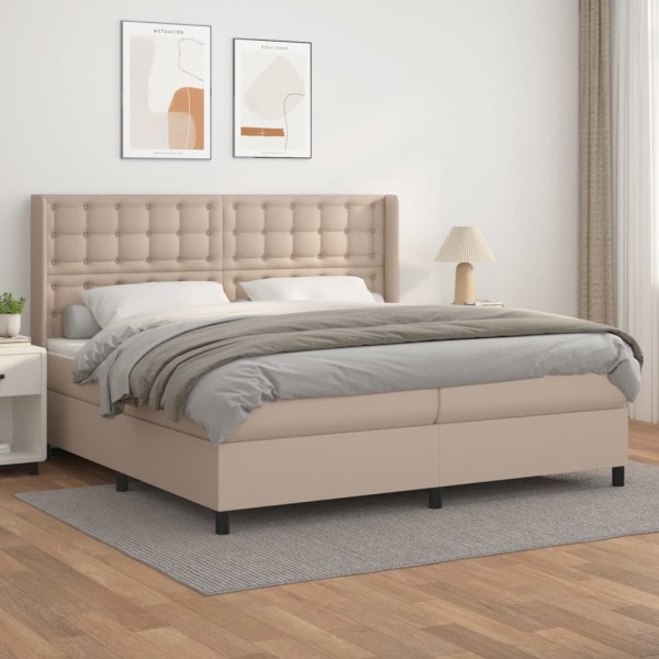 Bed with mattress, cappuccino, 200x200cm, artificial leather