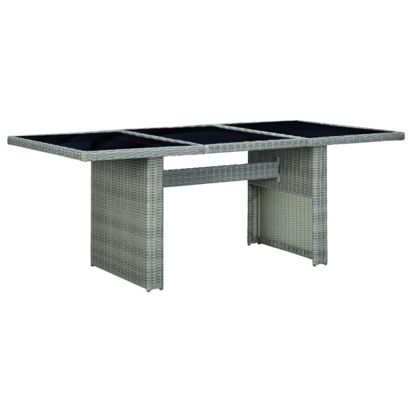 Garden table, light gray, polyrattan and tempered glass