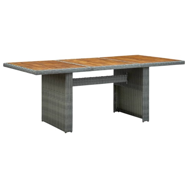 Garden table, light grey, polyrattan and solid acacia