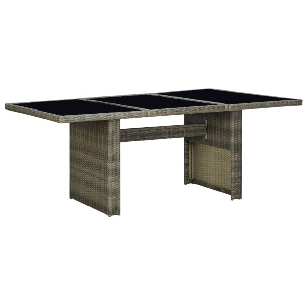 Garden table, brown, polyrattan and tempered glass