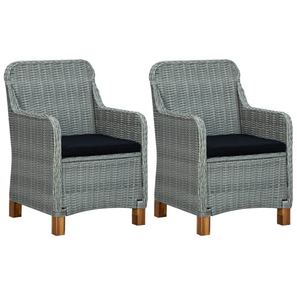 Garden chairs with cushions, 2 pcs., light gray, polyrattan