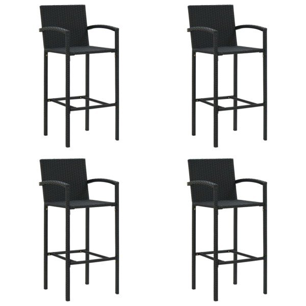 Bar stools, 4 pcs., black color, polyrattan