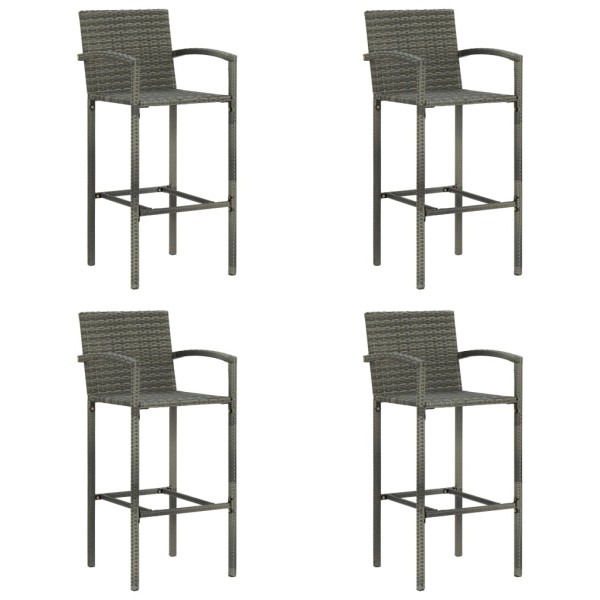 Bar stools, 4 pcs., gray color, polyrattan