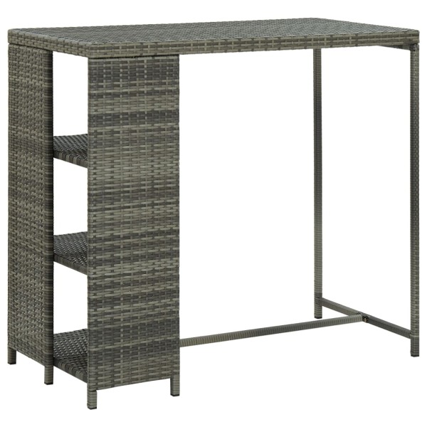 Bar table with shelf, gray, 120x60x110cm, polyrattan