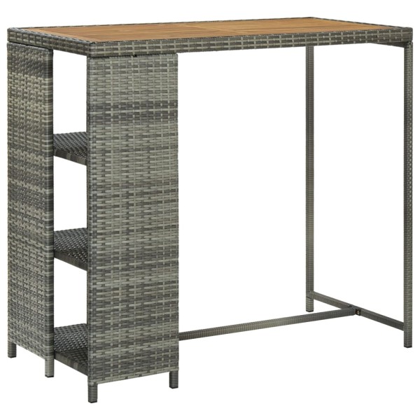 Bar table with shelf, gray, 120x60x110cm, polyrattan