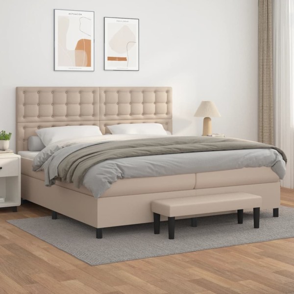 Bed with mattress, cappuccino, 200x200cm, artificial leather