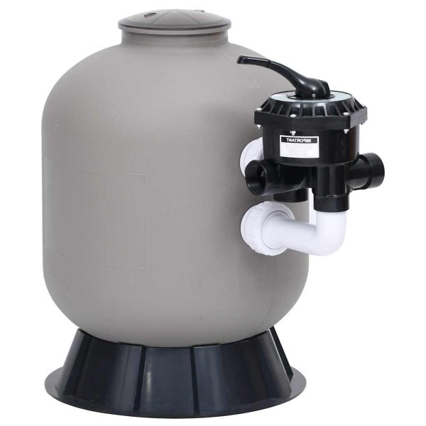 Sand filter for pool with 6-way valve, gray