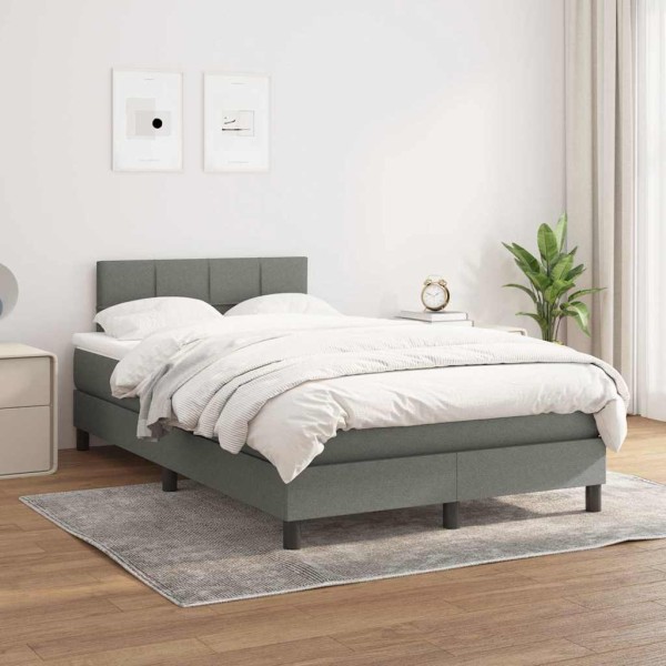 Bed with springs and mattress, dark gray, 120x200 cm
