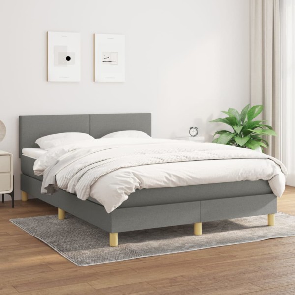 Bed with springs and mattress, dark gray, 140x200 cm