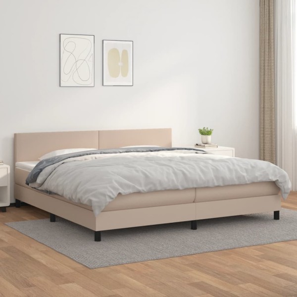 Bed with mattress, cappuccino, 200x200cm, artificial leather