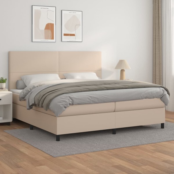 Bed with mattress, cappuccino, 200x200cm, artificial leather