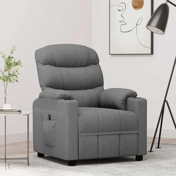 Electric reclining chair, light gray, fabric