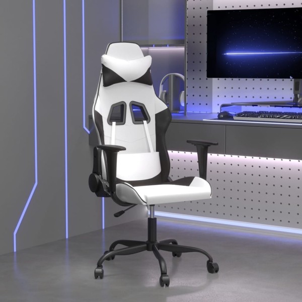 Gaming chair, white and black, artificial leather