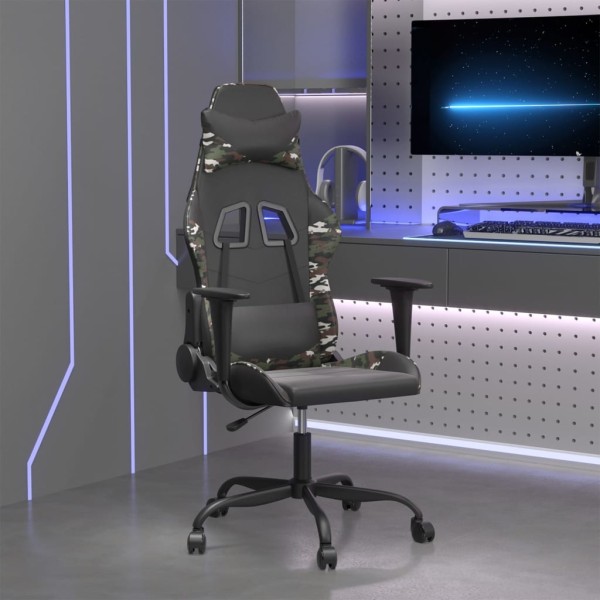 Gaming chair, black and camouflage colors, artificial leather