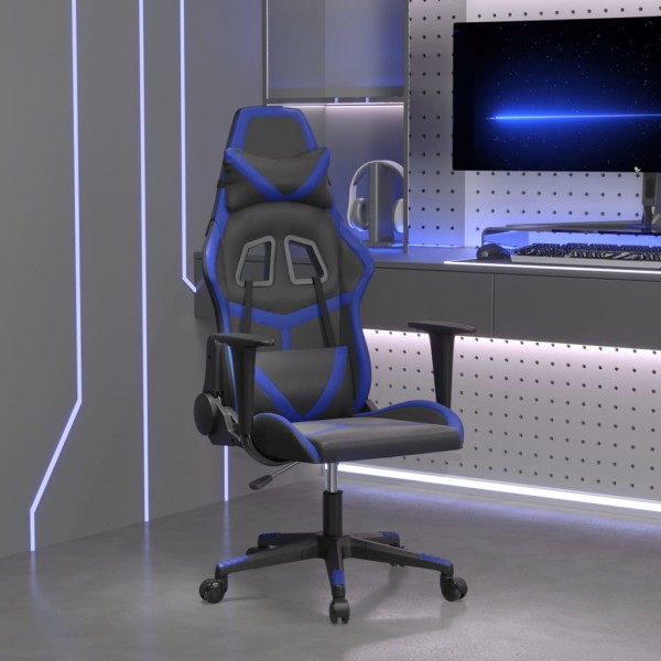 Gaming chair, black and blue, artificial leather