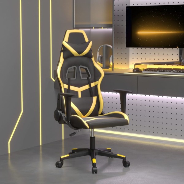 Gaming chair, black and gold, artificial leather