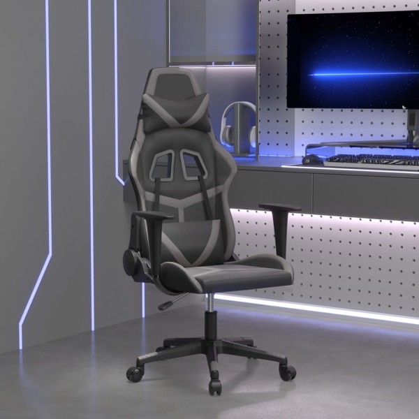 Gaming chair, black and gray, artificial leather