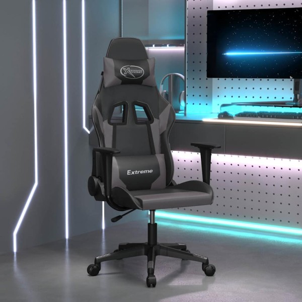 Gaming chair, black and gray, artificial leather