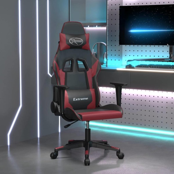 Gaming chair, black and wine red, artificial leather