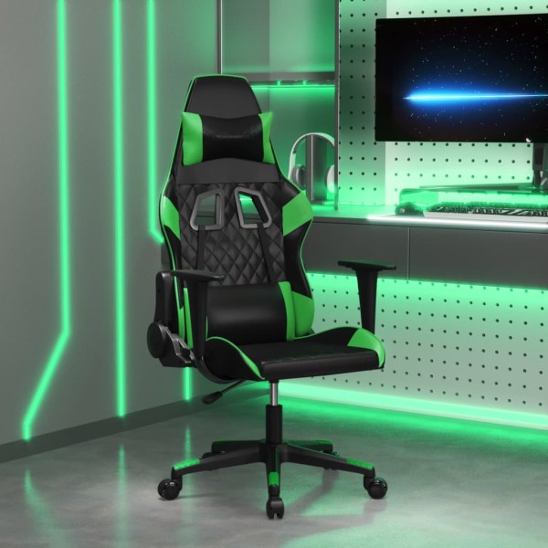 Gaming chair, black and green, artificial leather