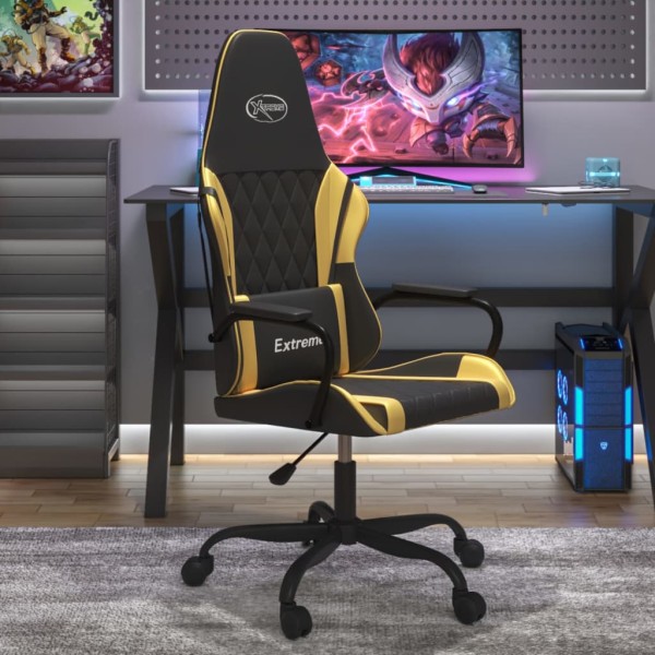 Gaming chair, black and gold, artificial leather