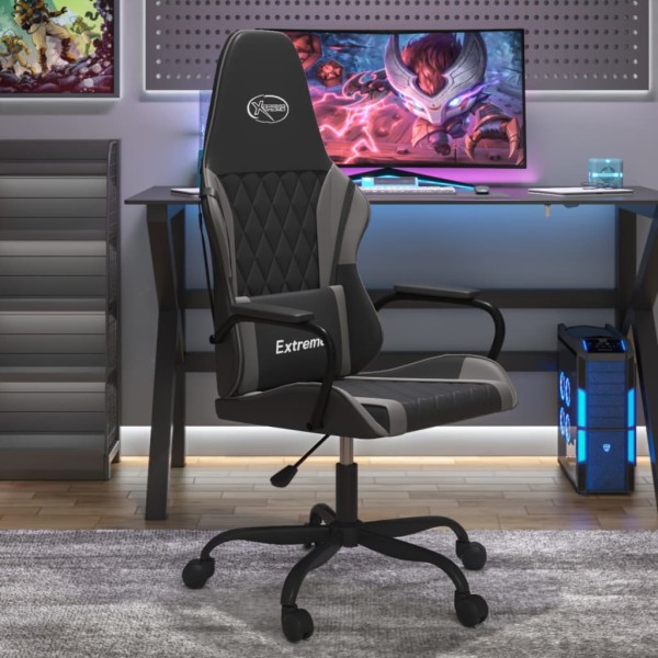 Gaming chair, black and gray, artificial leather