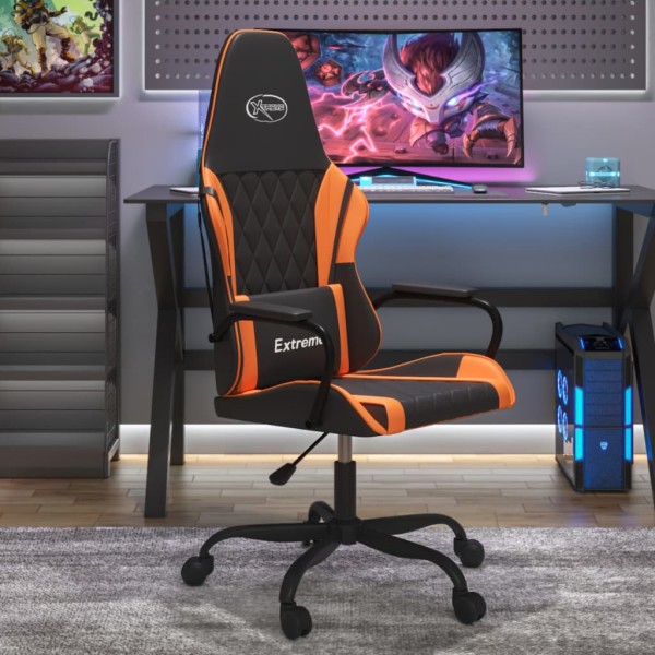 Gaming chair, black and orange, artificial leather