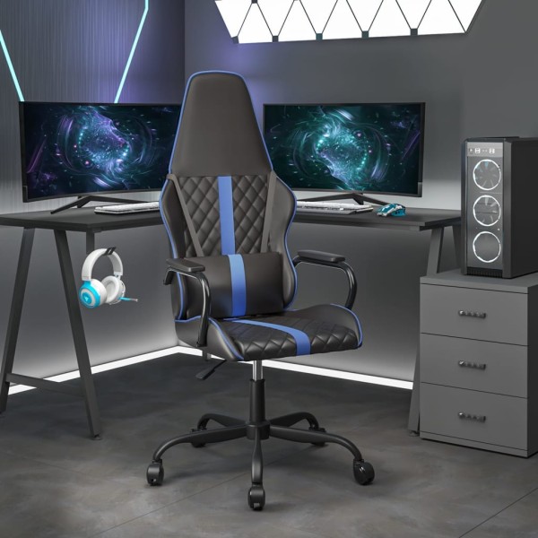 Gaming chair, black and blue, artificial leather