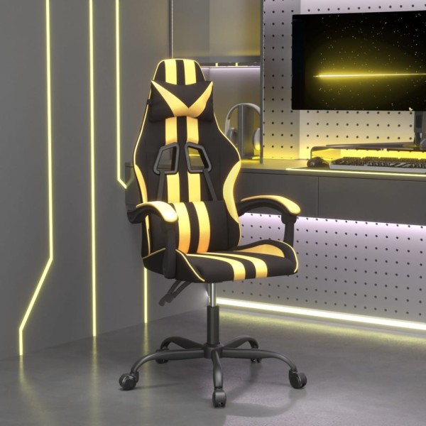 Gaming chair, black and gold, artificial leather
