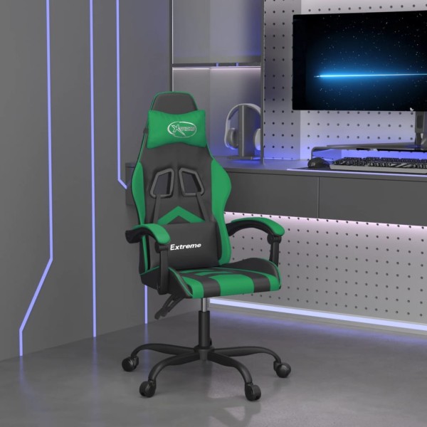 Gaming chair, black and green, artificial leather