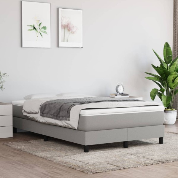 Bed with springs and mattress, gray, 120x200cm, fabric