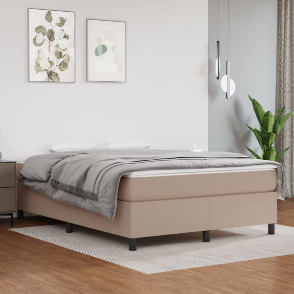 Bed with springs/mattress, cappuccino, 140x200cm, artificial leather