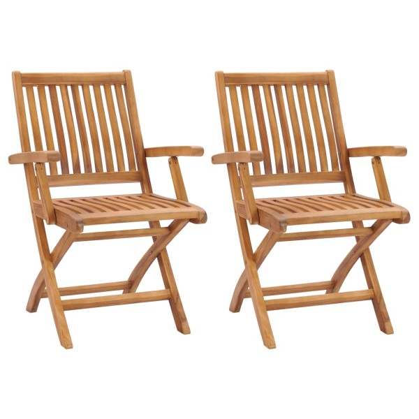 Folding garden chairs, 2 pcs., solid teak wood