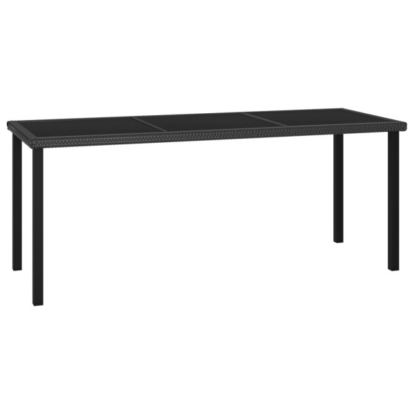Garden dining table, black, 180x70x73cm, polyrattan
