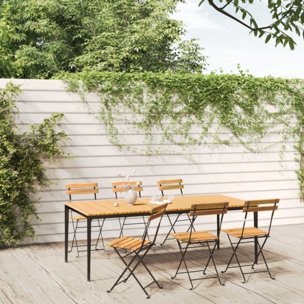 Folding garden chairs, 6 pcs., steel and solid acacia