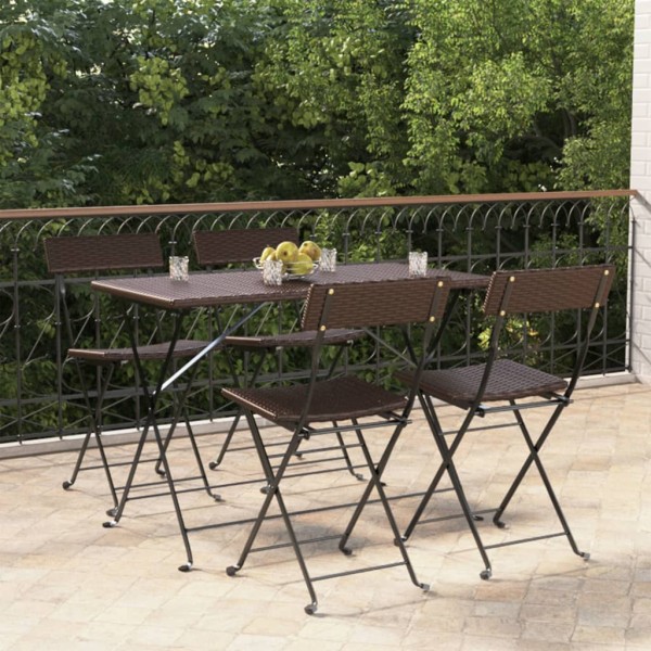 Folding bistro chairs, 4 pcs., brown, polyrattan/steel