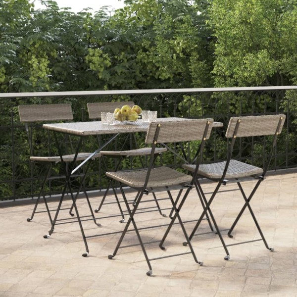 Folding bistro chairs, 4 pcs., gray, polyrattan/steel