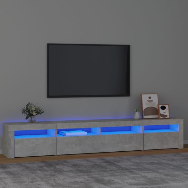 TV cabinet with LED lighting, concrete gray, 240x35x40cm