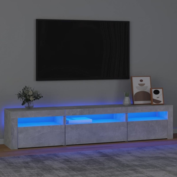 TV cabinet with LED lighting, concrete gray, 195x35x40cm