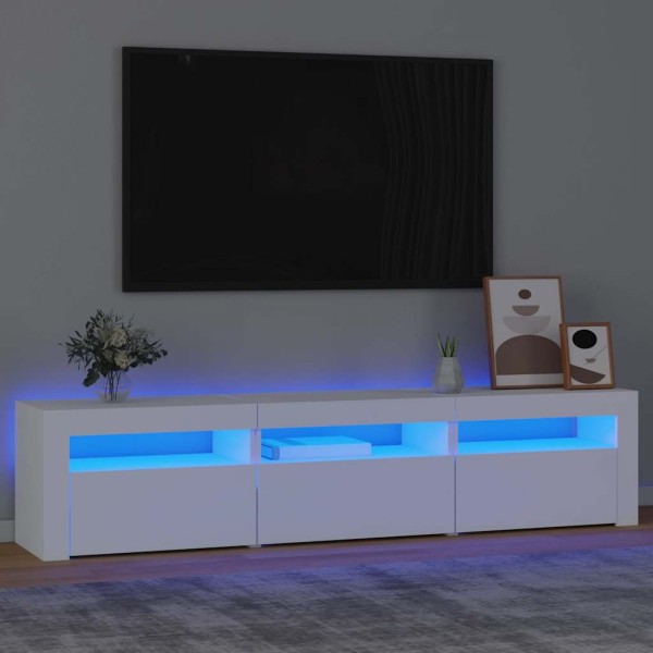 TV cabinet with LED lighting, white, 180x35x40cm
