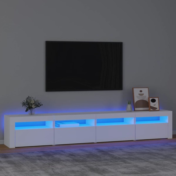 TV cabinet with LED lighting, white, 240x35x40cm