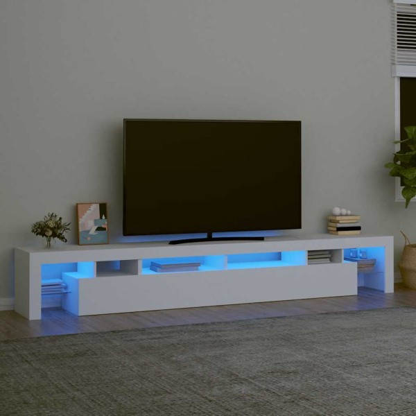 TV cabinet with LED lighting, white, 260x36.5x40cm