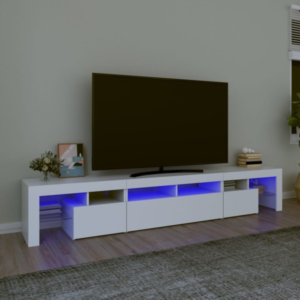 TV cabinet with LED lighting, white, 230x36.5x40cm