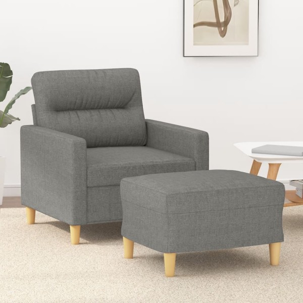 Chair with footrest, dark gray, 60cm, fabric